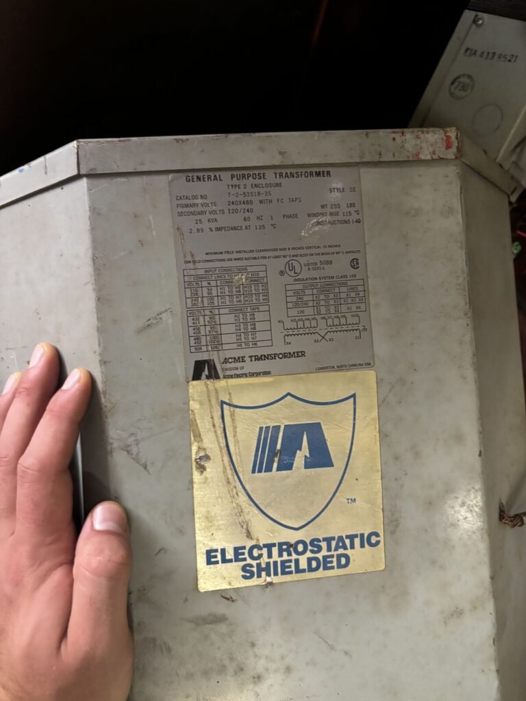 Acme 25 kVA Single-Phase Transformer — 240x480V to 120/240V, NEMA 2