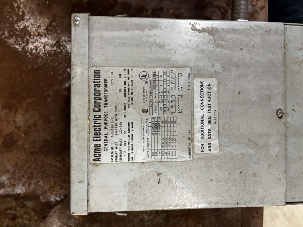 Acme Electric 3 kVA Single-Phase Transformer — 240x480V to 120/240V, Style SE