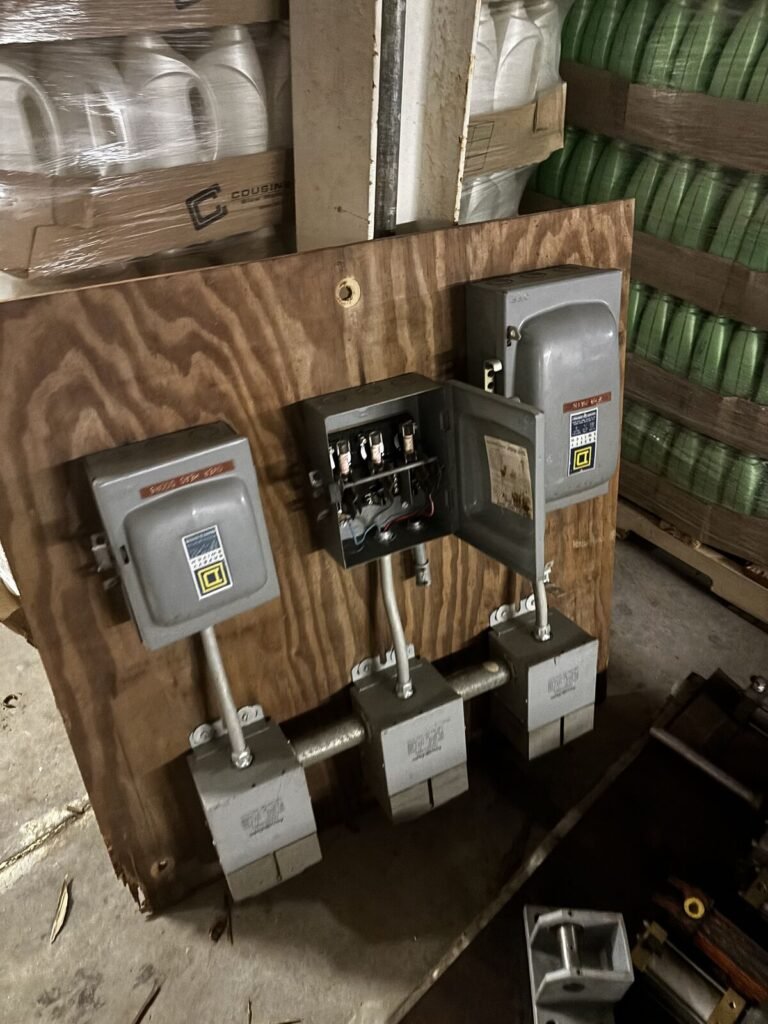 Square D Safety Switch Control Board — Three Fusible Disconnects with Conduit and Junction Boxes