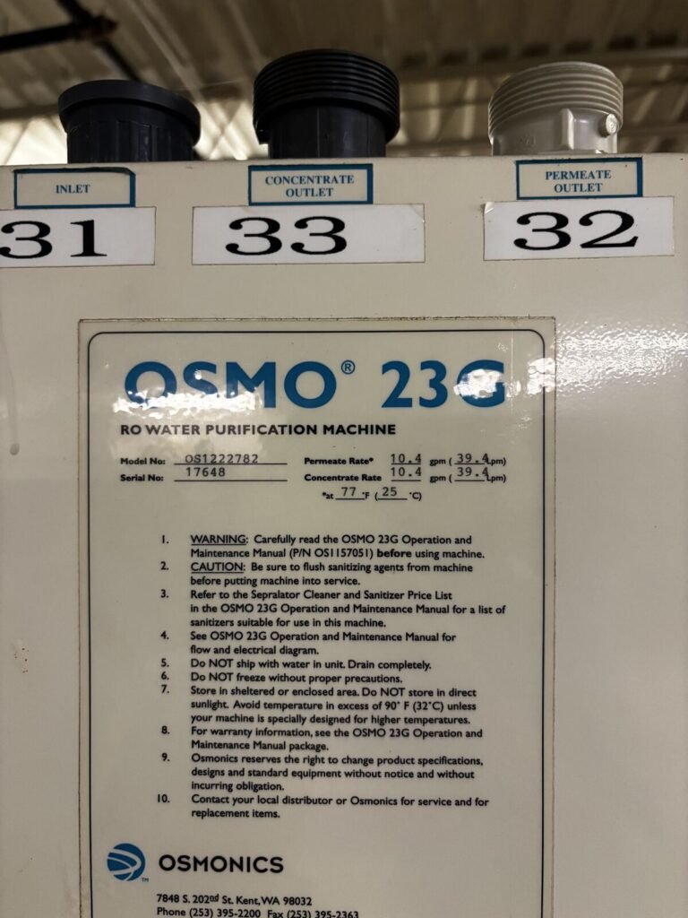 Osmonics OSMO 23G Reverse Osmosis Water Purification Machine — 10.4 GPM Permeate