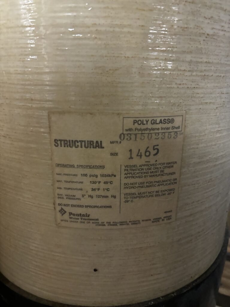 Structural Poly Glass 1465 FRP Composite Pressure Vessel — 150 PSI Filter/Softener Tank