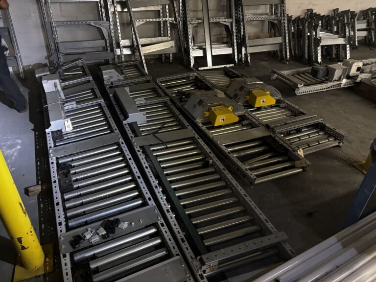 SSI Schäfer Powered Roller Conveyor System — Zone Sections, Transfers, Gearmotors and Stands