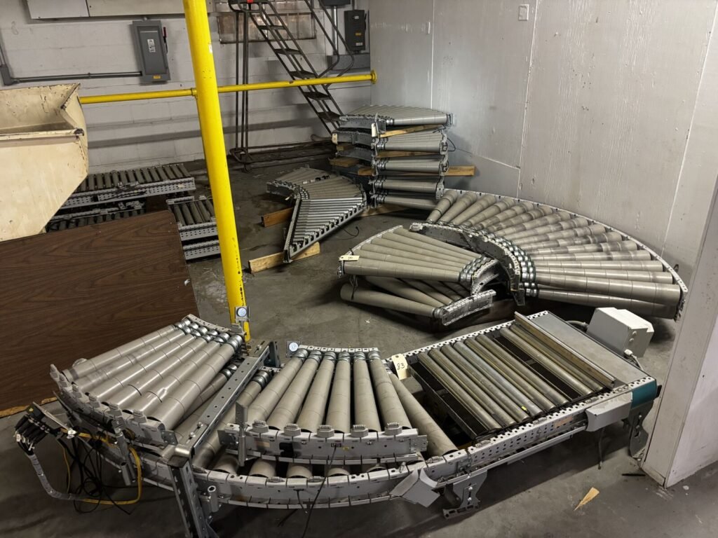 Lot of Roller Conveyor — Curved and Straight Sections with Drive/Control End Section