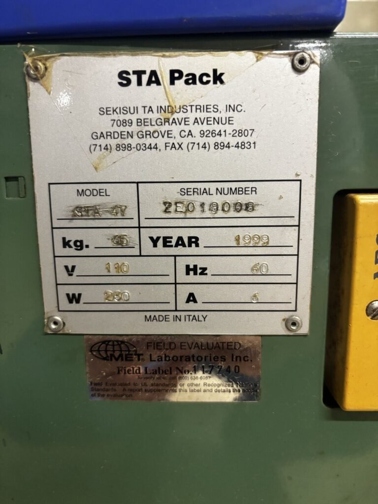 STA Pack STA-4Y Semi-Automatic Strapping Machine — 110V 60Hz, 250W, Year 1999