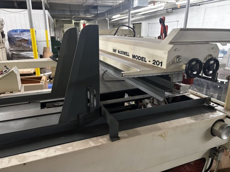 SWF McDowell 201 LH Packaging Machine — Long-Bed Table with Adjustable Fence
