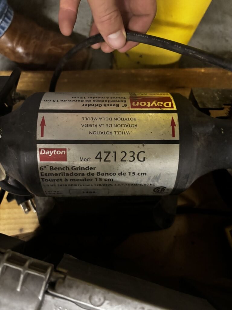 Dayton 6 in. Bench Grinder Motor and Base — Model 4Z123G, 1/3 HP, 3450 RPM, 120/240V (No Wheels or Guards)