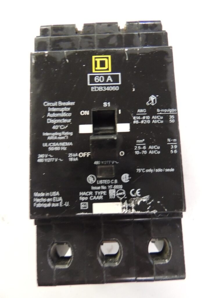 Square D EDB34060 Circuit Breaker — 60A, 3-Pole, 480Y/277V, Bolt-On