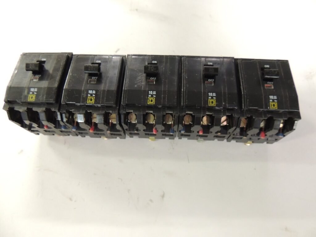 Square D QOB320 Bolt-On Circuit Breakers — 20A, 3-Pole, 240V, 10 kAIC — Lot of 5