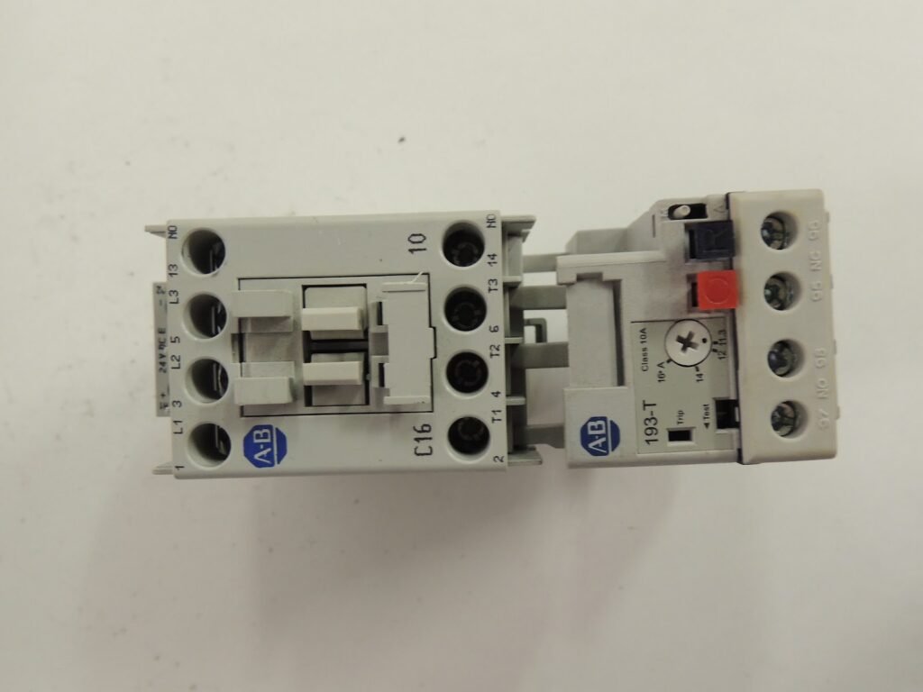 Allen-Bradley 100-C16E Contactor with 193-T1AC16 Overload Relay — 16A, 3-Pole, 690V